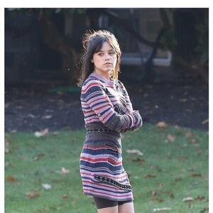 ISO heaven Marc jacobs jenna Ortega distressed sweater dress beetlejuice 2